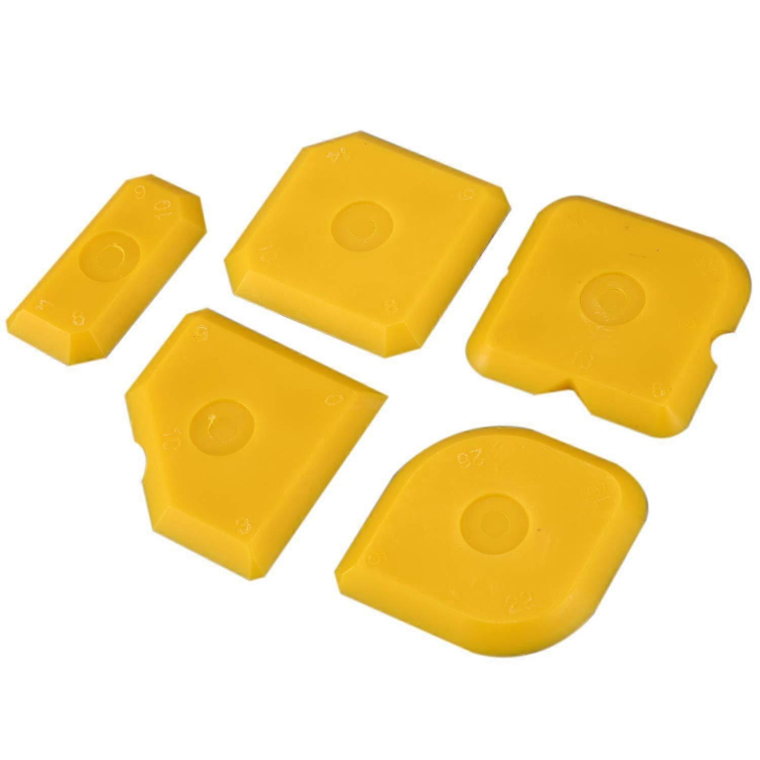 5 Pcs Grout Smoother Set, Silicone Acrylic Grout Scraper, Yellow