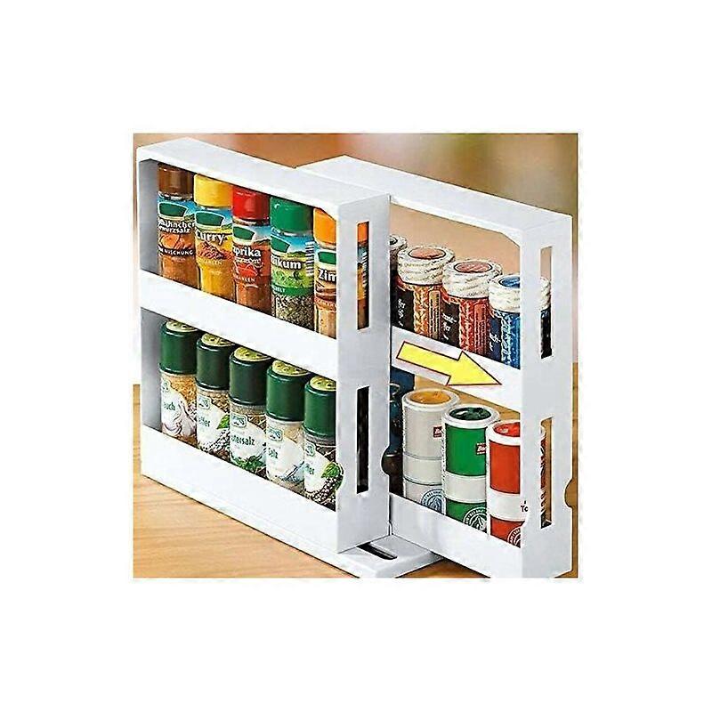 Spice rack rotating shelf household classic white 27*28*10CM