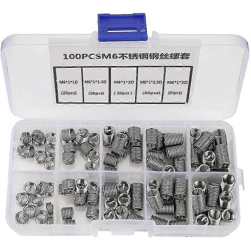 New M6 Thread Insert, 100pcs M6 Thread Inserts Stainless Steel Spiral Wire Helical Thread Inserts