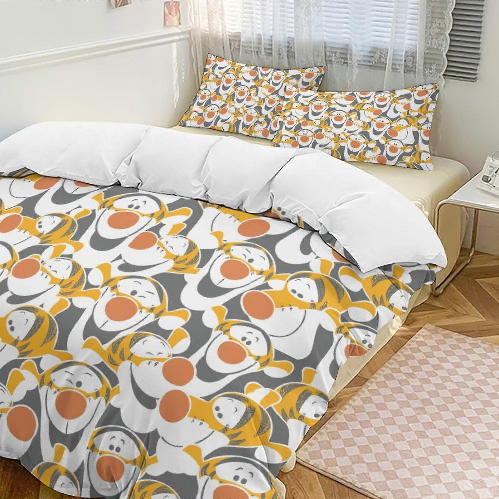 v7543 Bed Sheets Bedding Tiger Winnie The Pooh Comforter Set Soft 3 Pcs Twin Bedding Sets Thicken for All Season, 1 Comforter 2 Pillow Shams Bed Sh