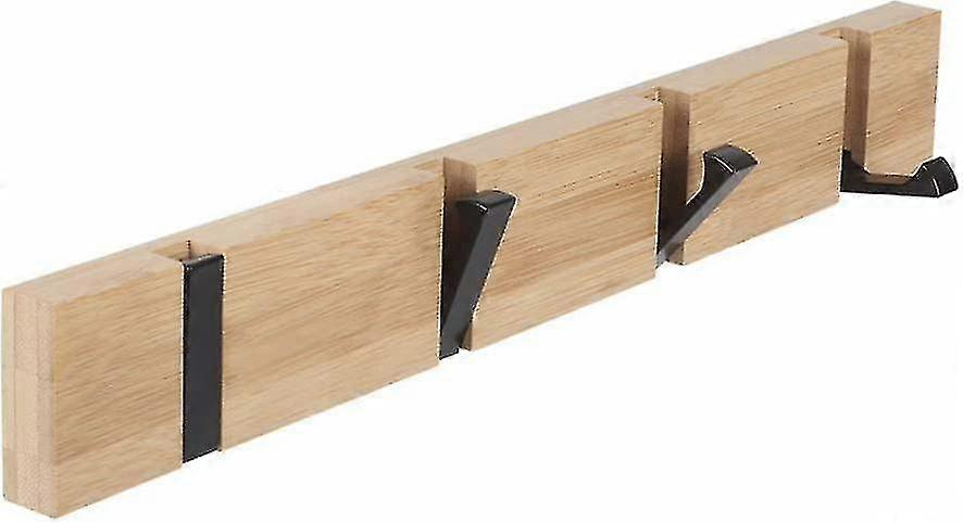 Wooden Coat Hooks With 4 Standard Retractable Hooks