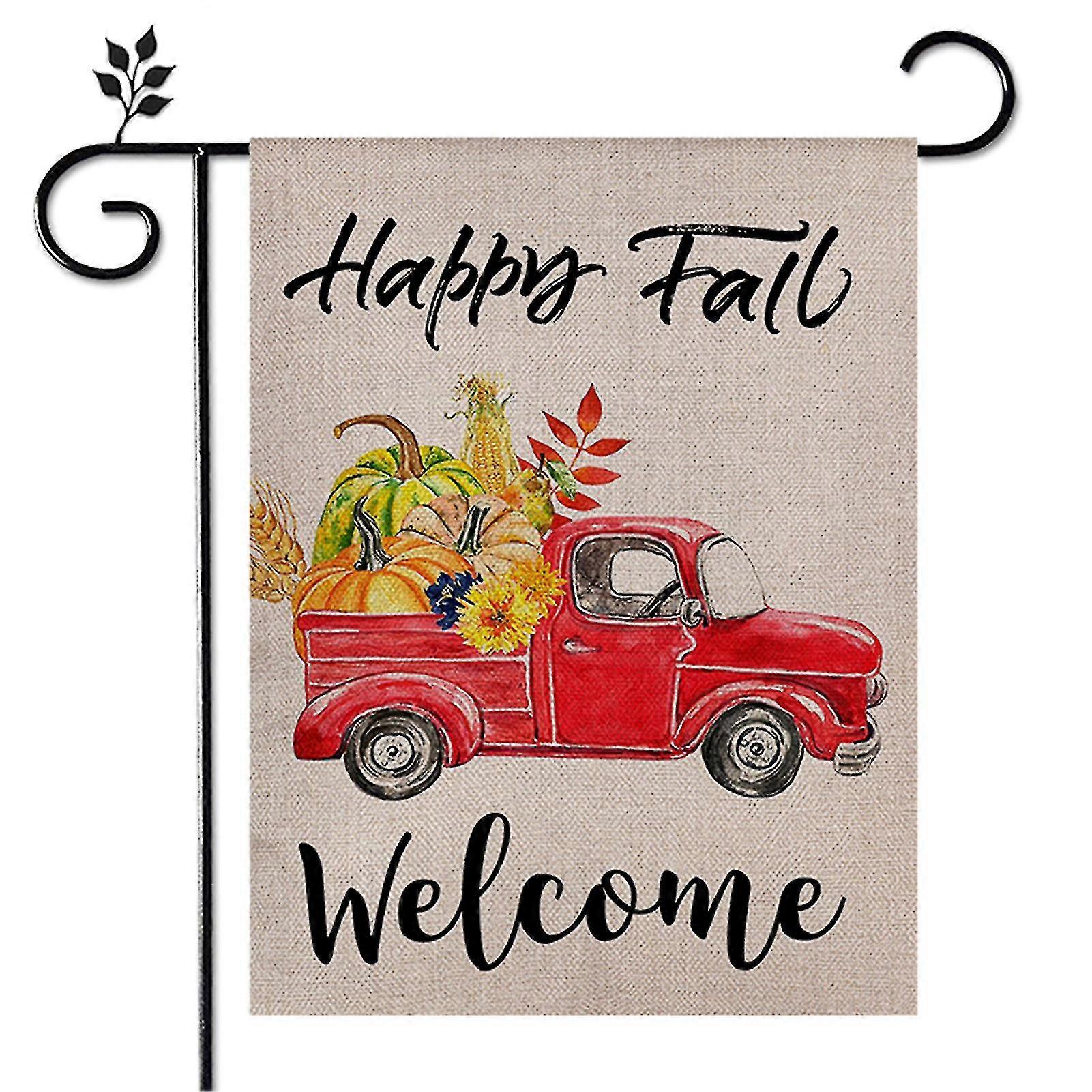 Welcome Fall Garden Flag Pumpkin Sunflower Thanksgiving Ornament For Fall Harvest Thanksgiving Day