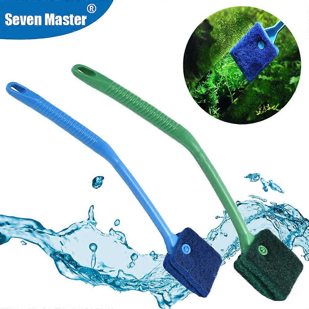 両面水槽ブラシクリーナースクラバー水族館ロングハンドルクリーンガラススポンジクリーニングツール