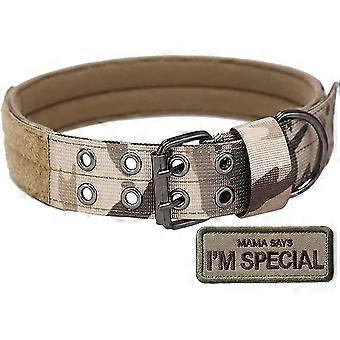 S.Lux Nylon hondenhalsband, commando handvat hondenhalsband met metalen dubbele D ring gesp decoratieve riem F