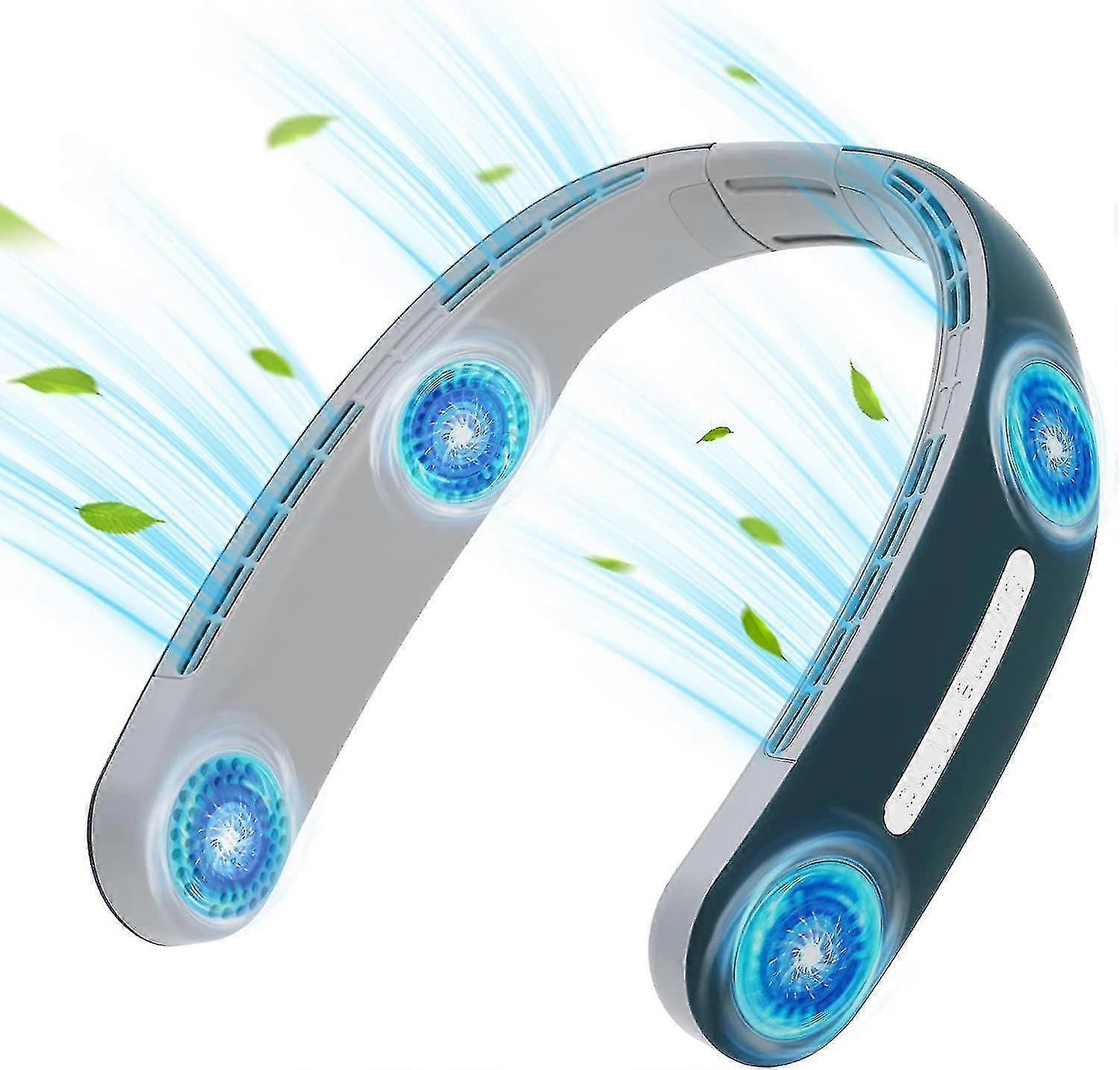 Halsventilator Bladeless Freisprecheinrichtung Tragbarer Lüfter, Blattloser hängender Halslüfter, wiederaufladbar, 4-Kern-Kühlung