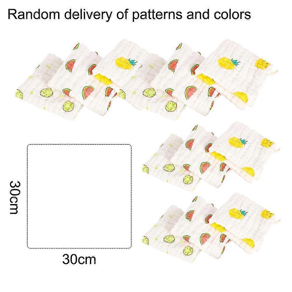 Infant saliva towel cotton six-layer,12pcs random pattern,30*30