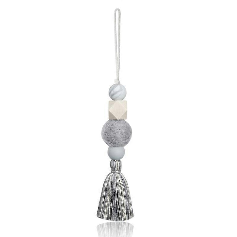 Fashion Tassel Natural Wood Silicone Felt Beads Car Hanging Ornaments Perfume Diffuser Aromatherapy Auto Rearview Mirror Pendant