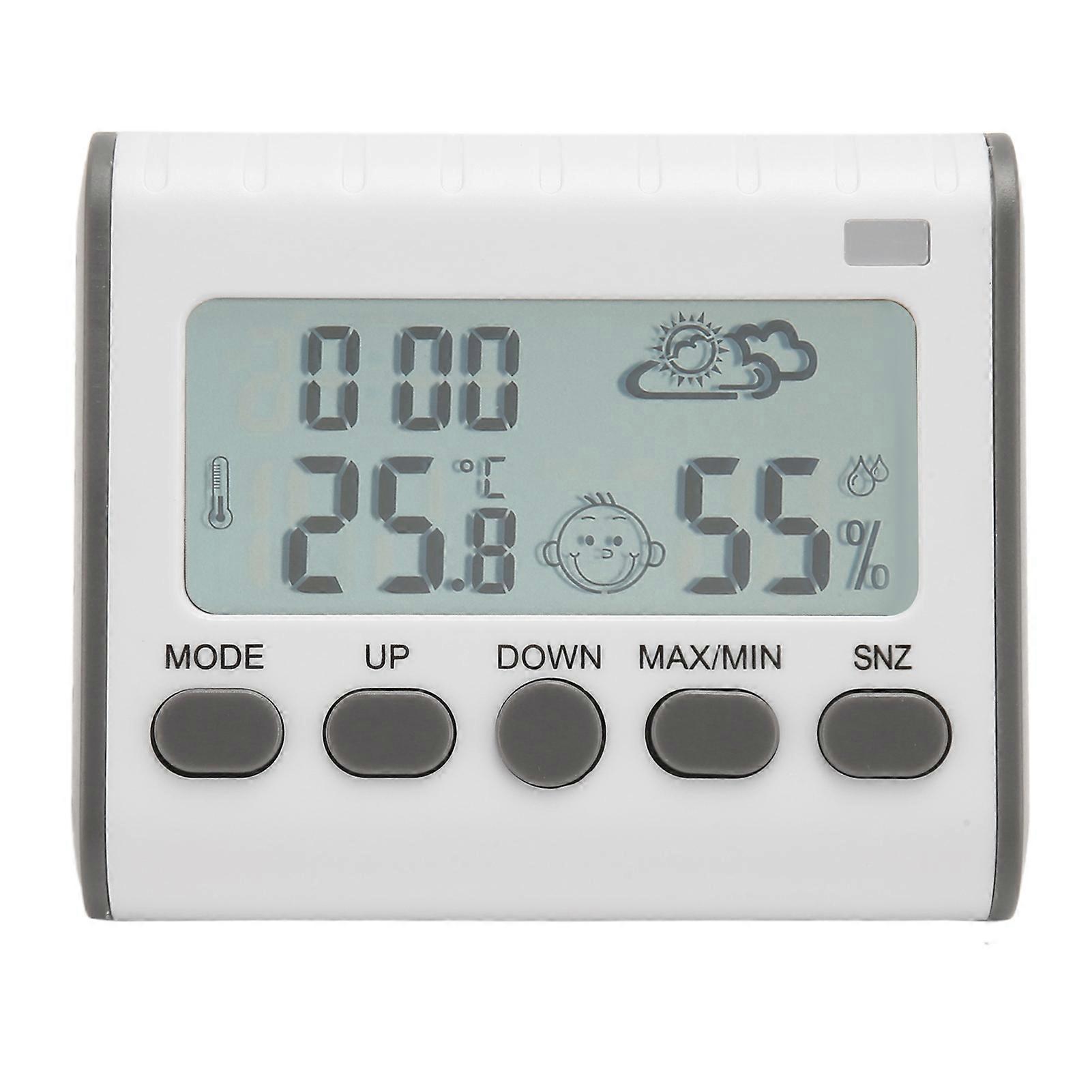 Thermometer Hygrometer Clock Digital Temperature Humidity Clock for Bedroom Dormitory Office