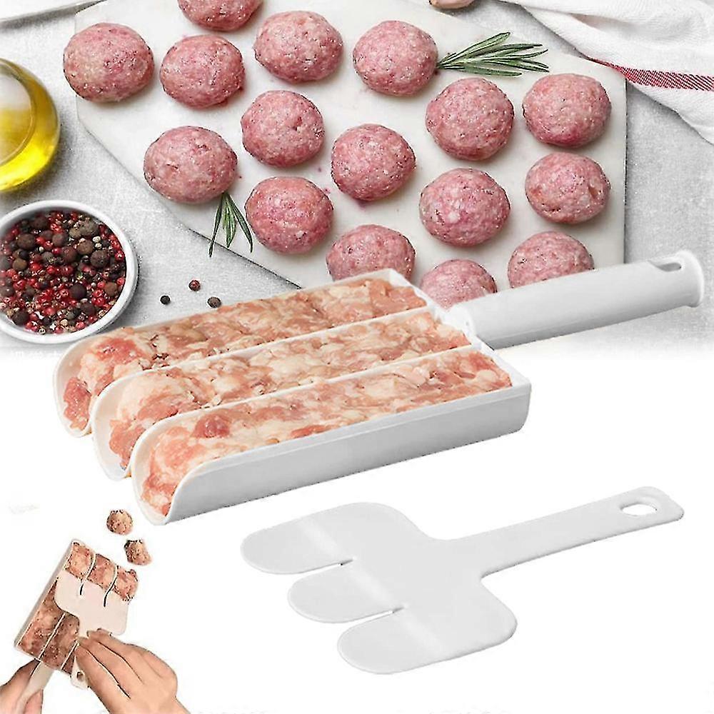 Kitchen Tool Meatball Ball Maker with Cutting Spade - Make 3 Meatballs at Once