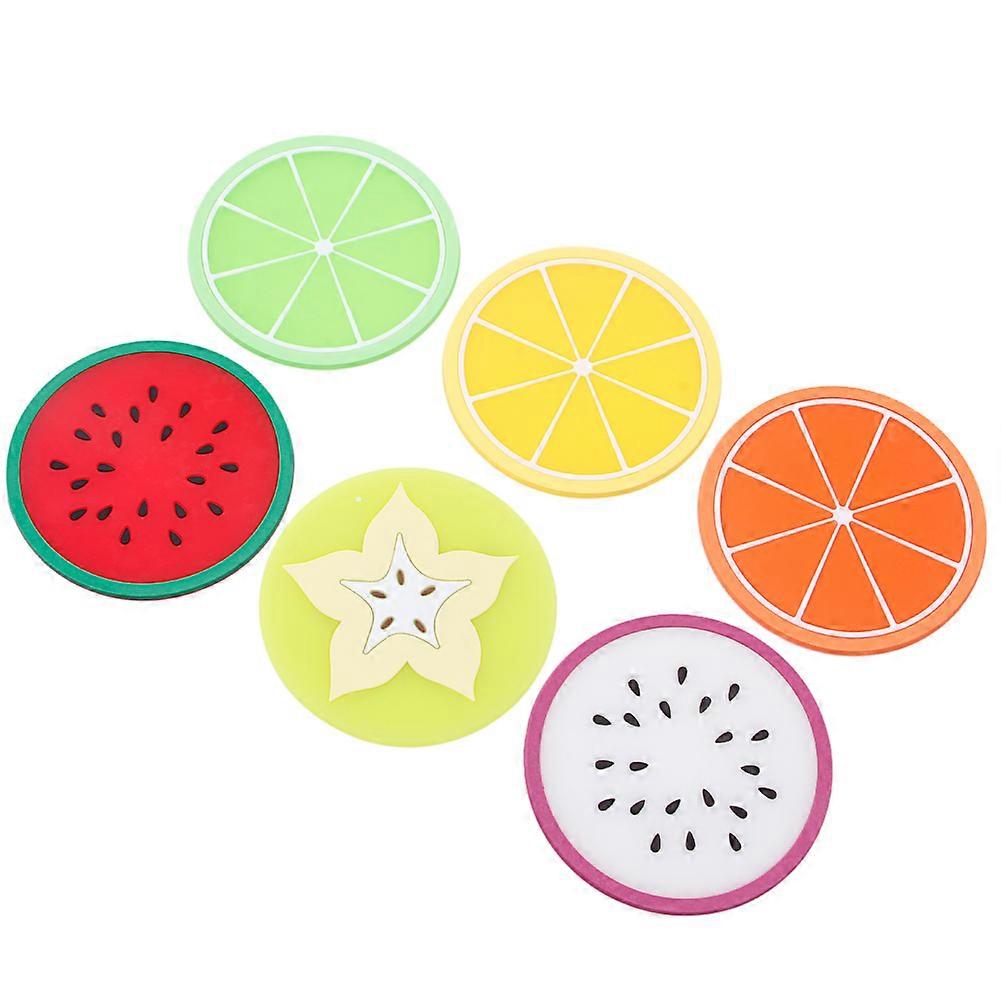 6pcs Fruit Coaster Colorful Silicone Cup Holder Drinks Mat Tableware Placemat