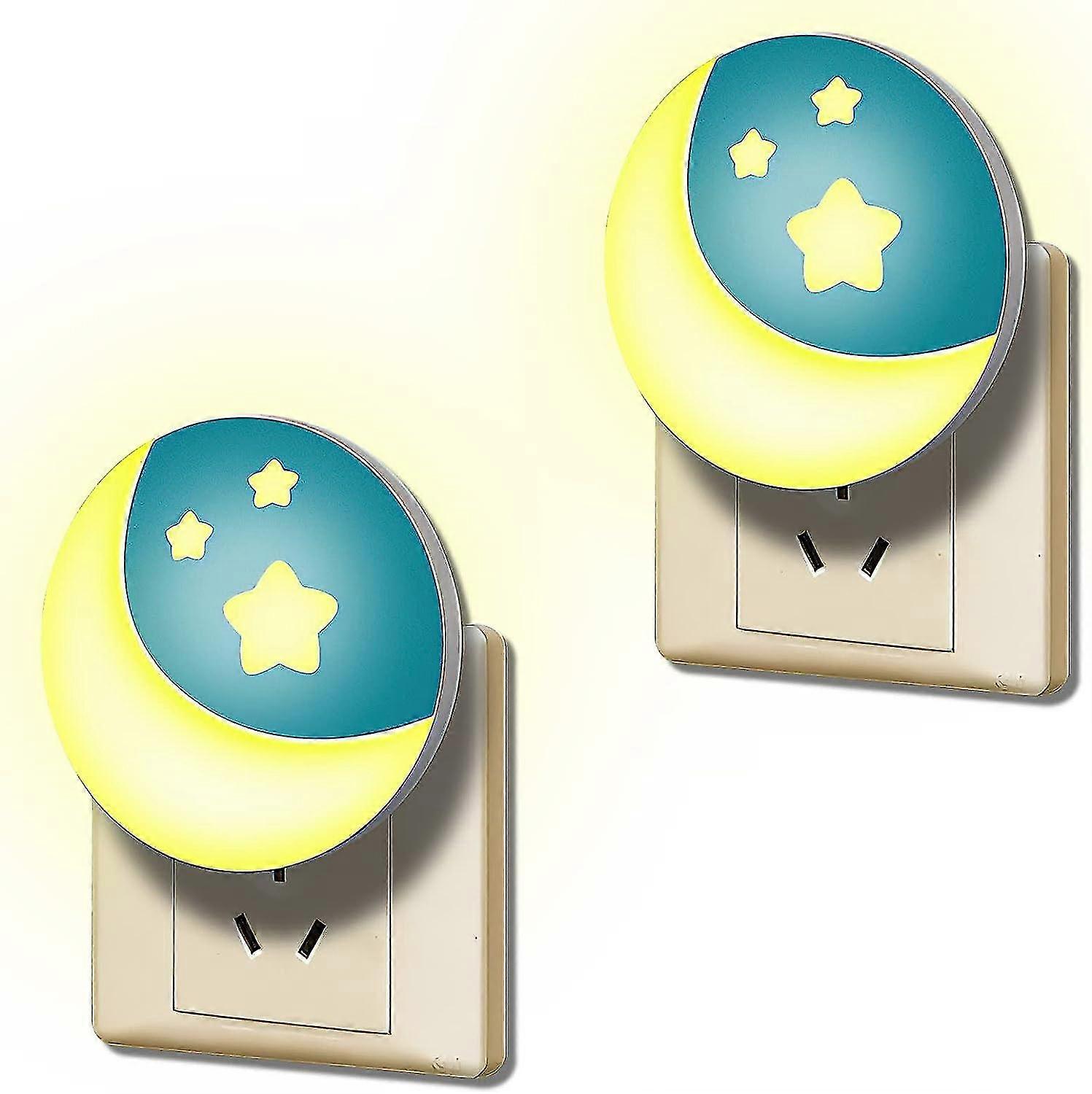 Pack van 2 nachtlampjes kinder socket met schemersensor motief ster maan socket led