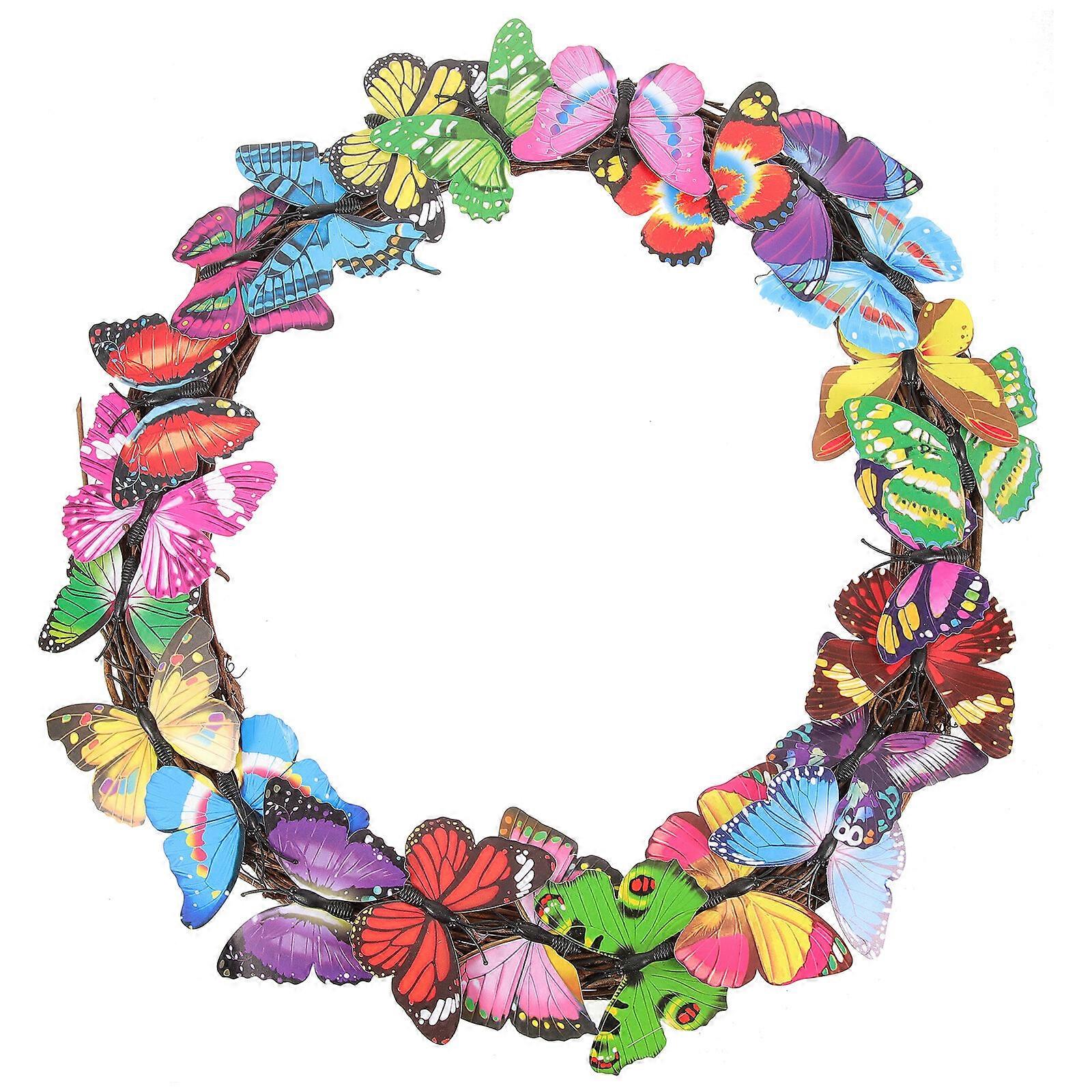 Simulation Butterflies Wreath Front Door Hanging Ornament Wreath Artificial Wreath
