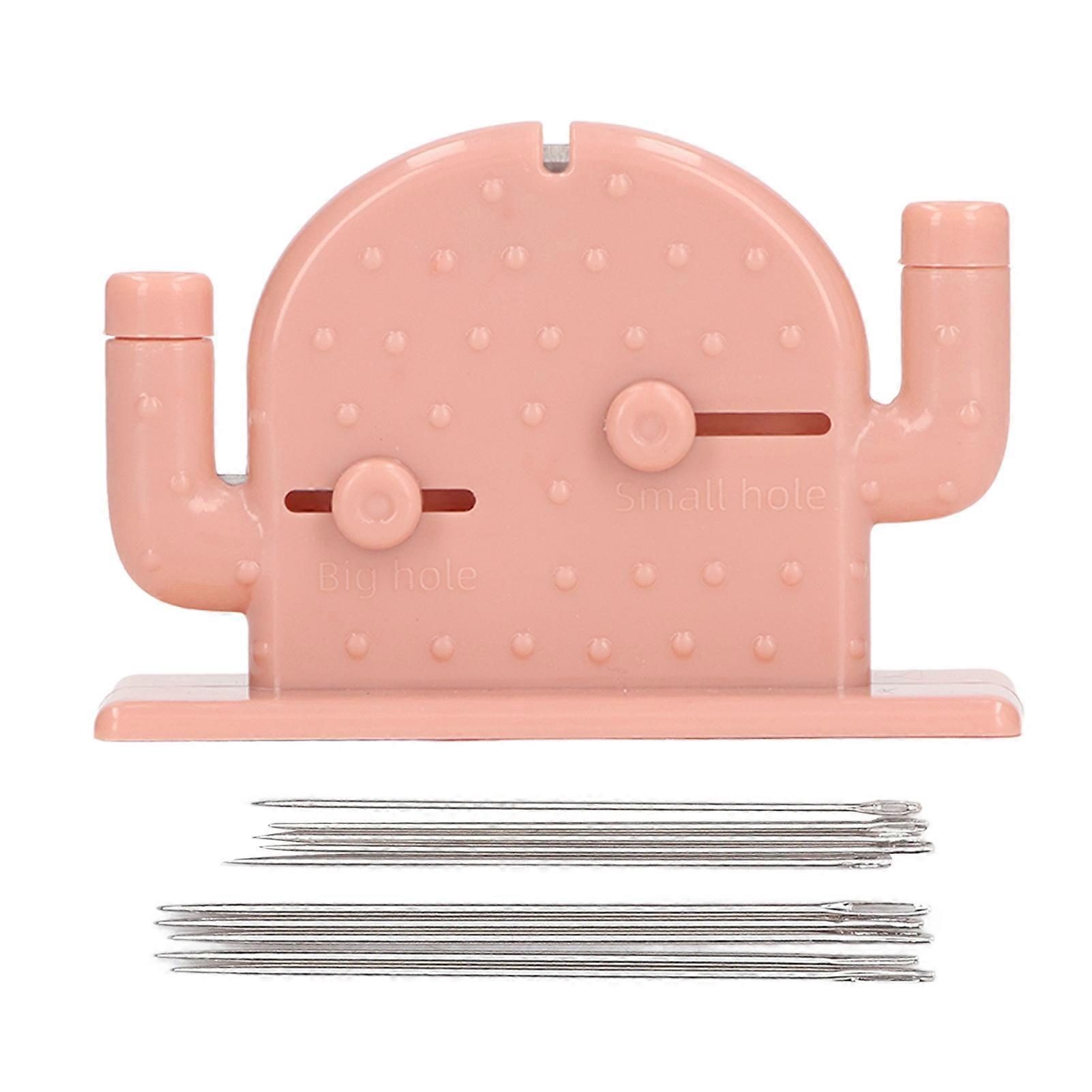 Double Headed Needle Threader Cactus Shaped Stitch Insertion Tool for Sewing Accessories Pink