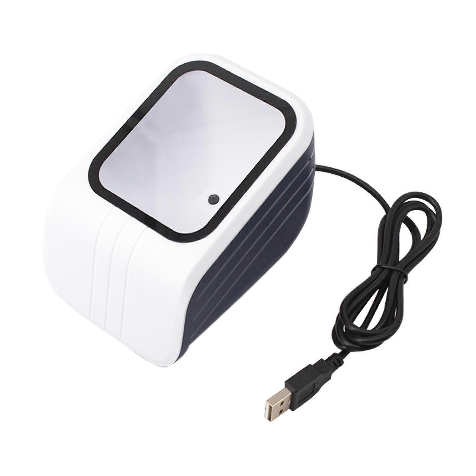 1D 2D QR Barcode Scanner Platform with Voice Announcement Prompt USB Wired Bar Code Reader Hands-free CMOS Image Sensor Desktop Scanner Large Scanning