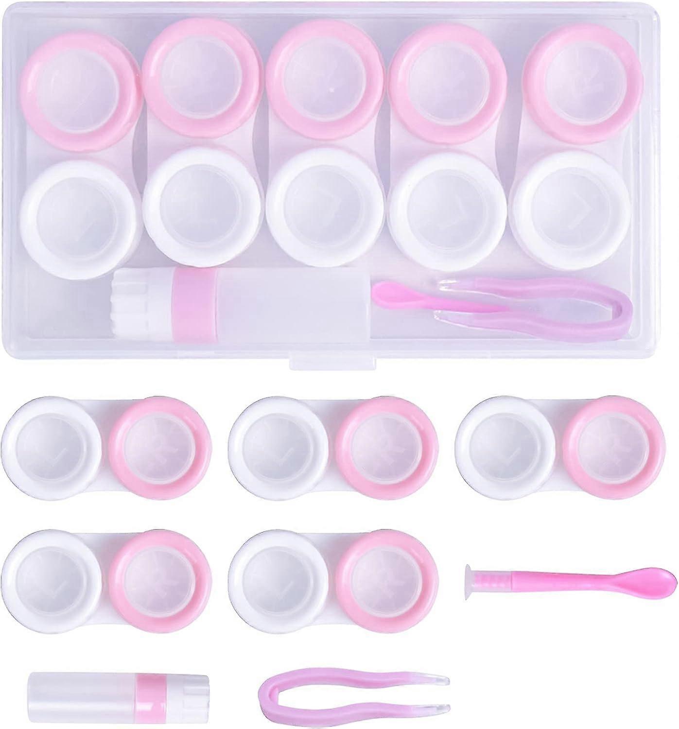 5 Pair Contact Lens Case, Contact Lens Case, Portable Contact Lens Case Travel Kit, Colorful Contact Lens Storage Case with , Pink