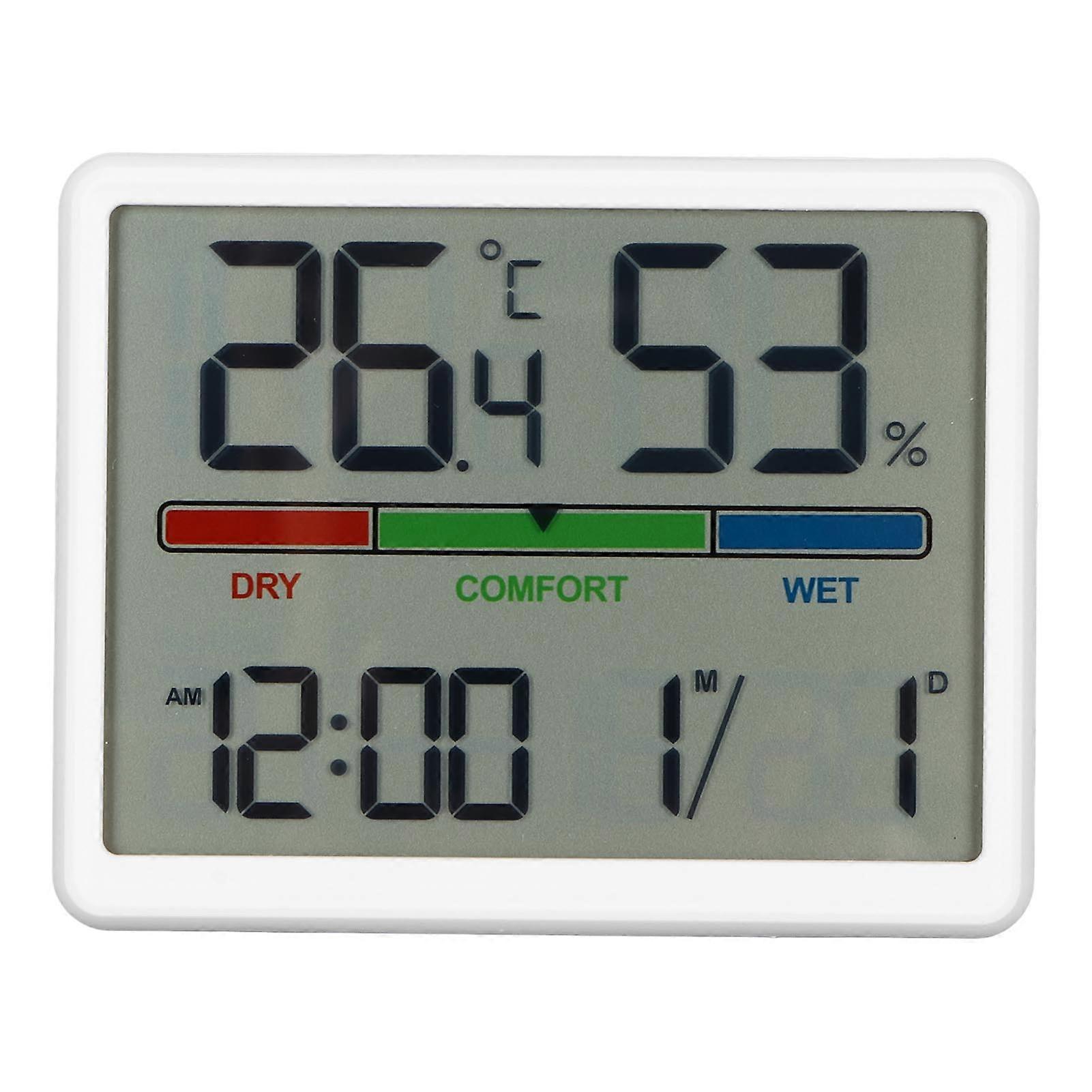 LED Desk Clock with with Temperature and Humidity Display 240mAh 12/24H Digital Alarm Clock with Snooze Function