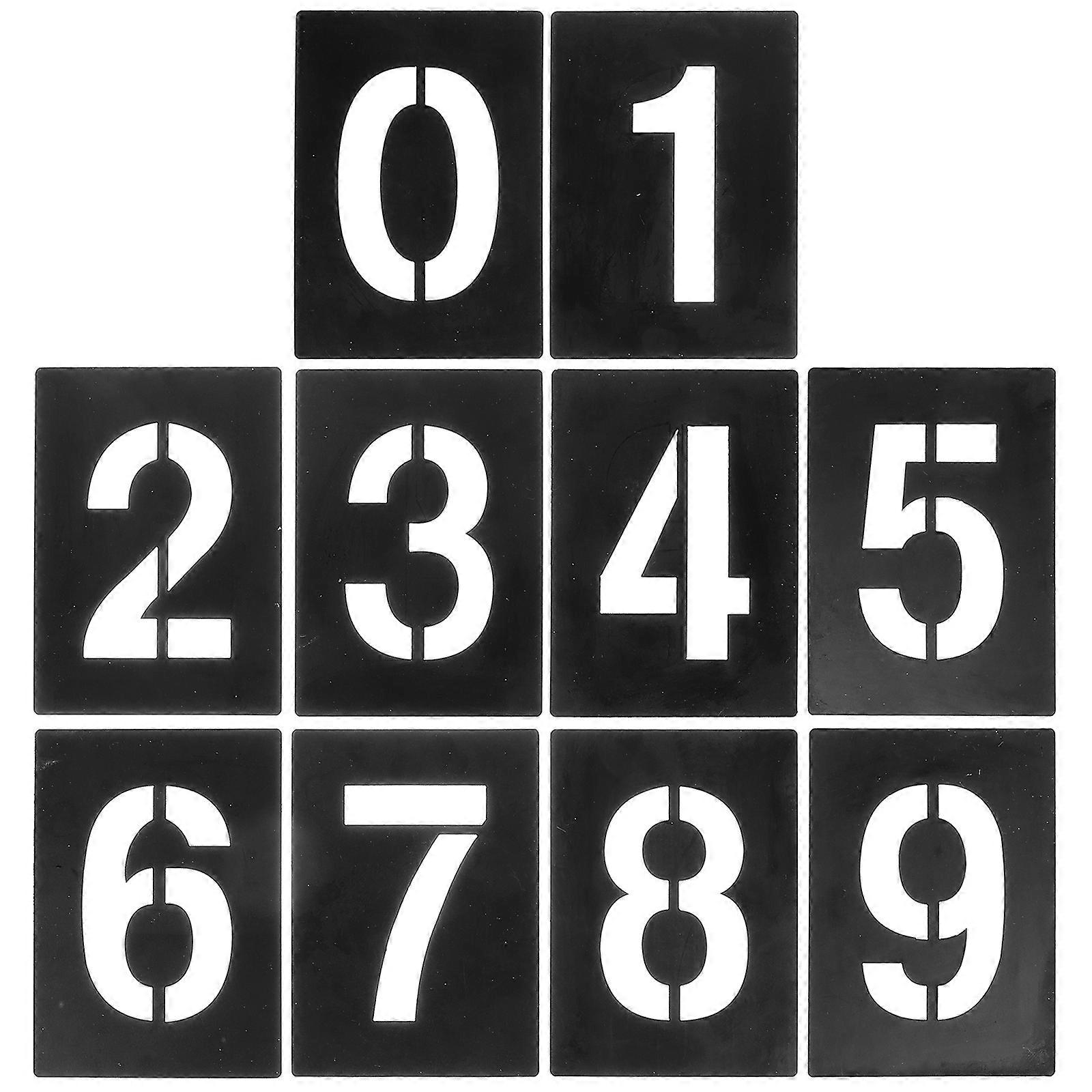 10pcs Plastic Number Stencils: 0-9 Pvc Templates For Spray Paint Cake Decorating And Craft Projects For Accurate Number Painting