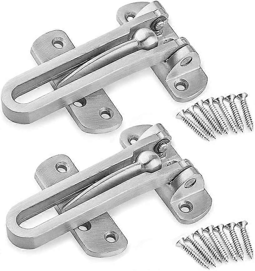 2Pack Security Door Latch Steel Window Guard Lock Front Door Without Chain Latch Lock For Window Door, Prevent Forced Entry