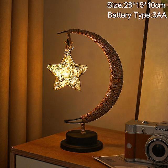 Eid Mubarak Moon Star Rattan Night Light Table Ornaments