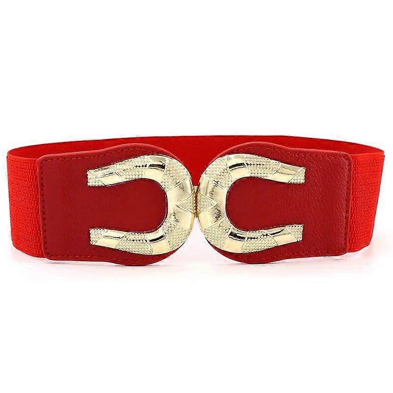 Women Wild Decorative Waist European And American Style Elastic Waistband Female Wide U Buckle Elastic Elastic Belt Accessories