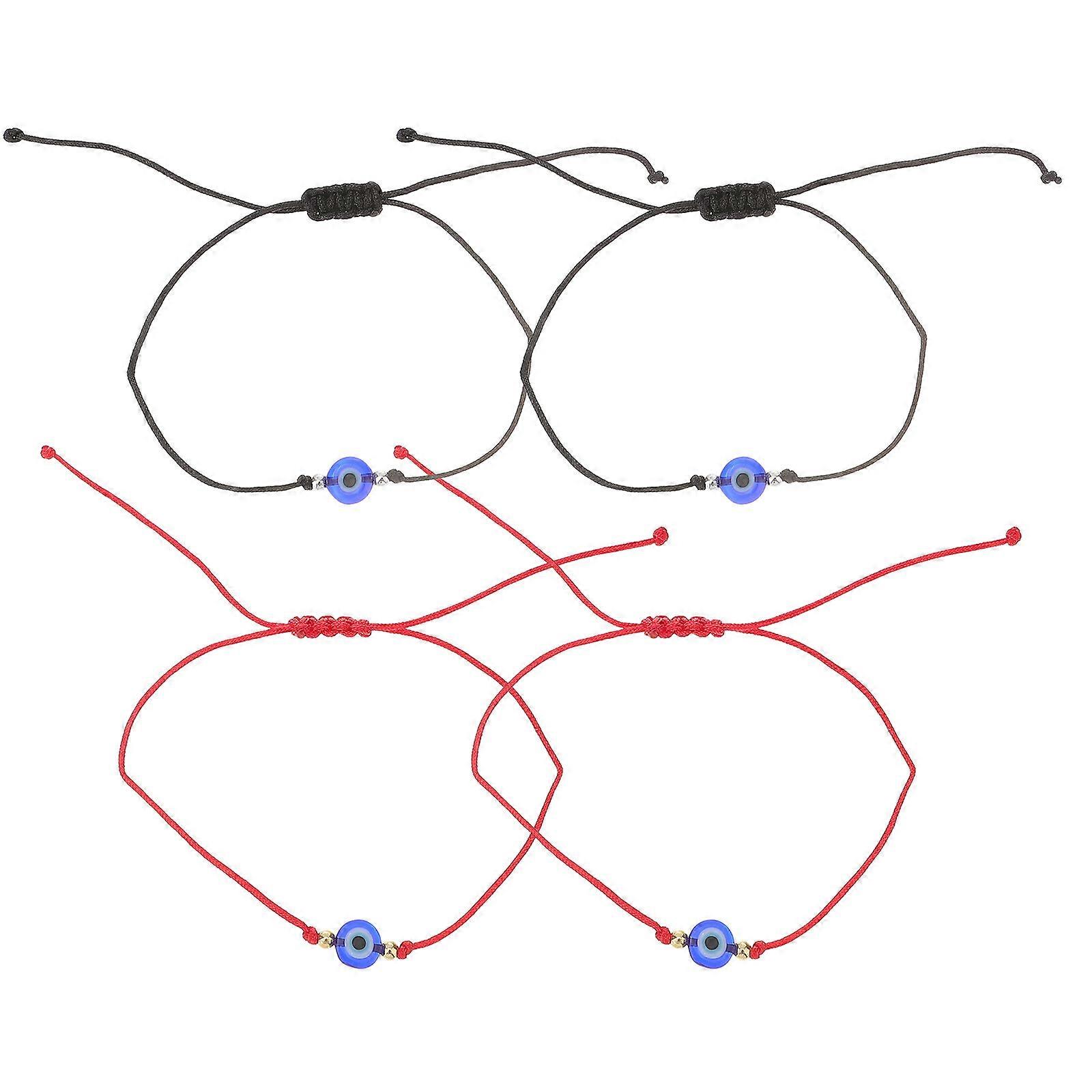 4個編みこみイービルアイブレスレット調節可能なイービルアイアンクレットウーブンロープブレスレット