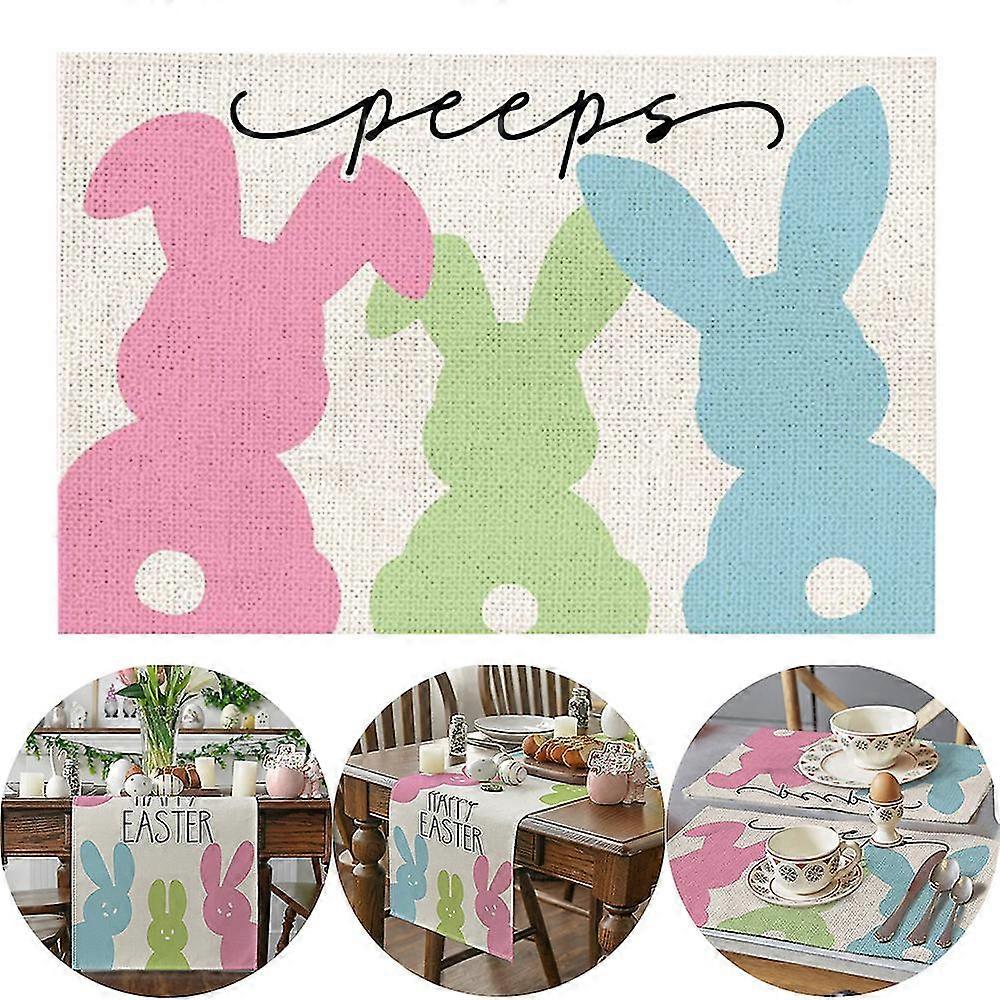 1/4pcs Easter Rabbit Placemats Vintage Bunny Easter Party Table Decoration