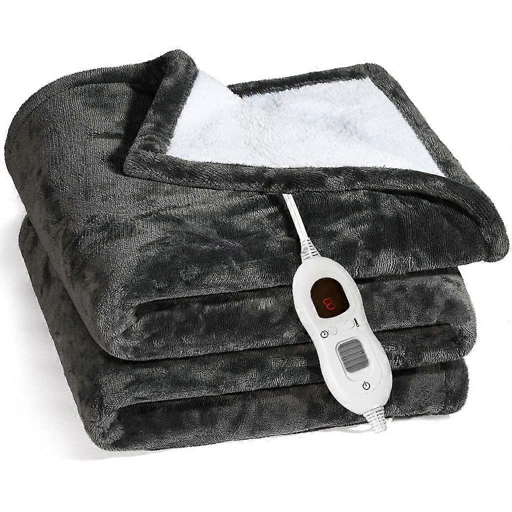 Flannel Heating Blanket Electric Blanket - Machine Washable Blanket (Grey-1PC)