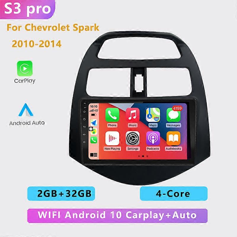 2 DIN 4+64G 4G+WIFI Auto android 10.0 car radio multimedia player Carplay GPS navigation NO DVD For Chevrolet Spark 2010-2014