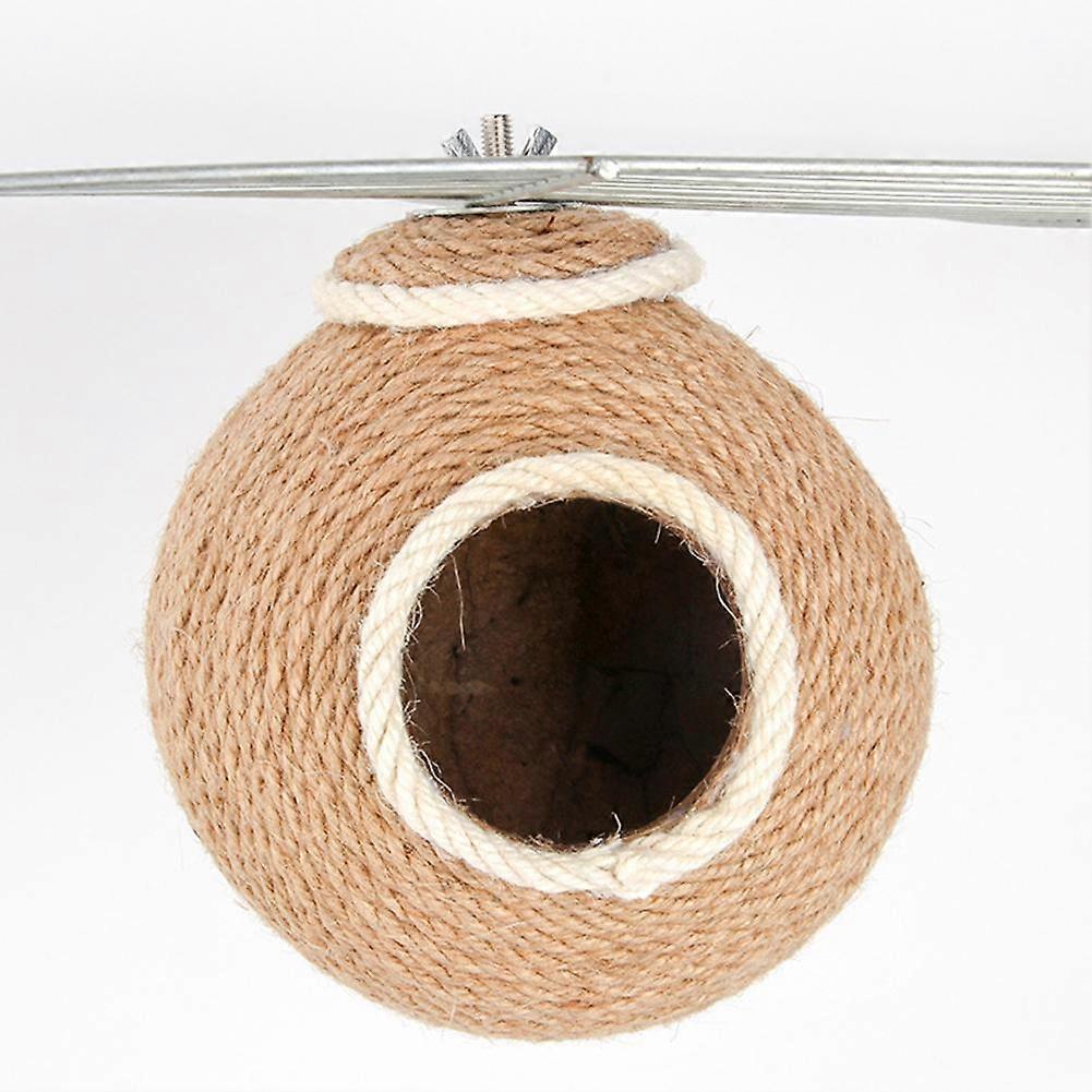 Bird Hanging Breeding Nest Coconut Shell Jute Twine Hand-woven Warm Cave For Parrot Hamster Squirrel
