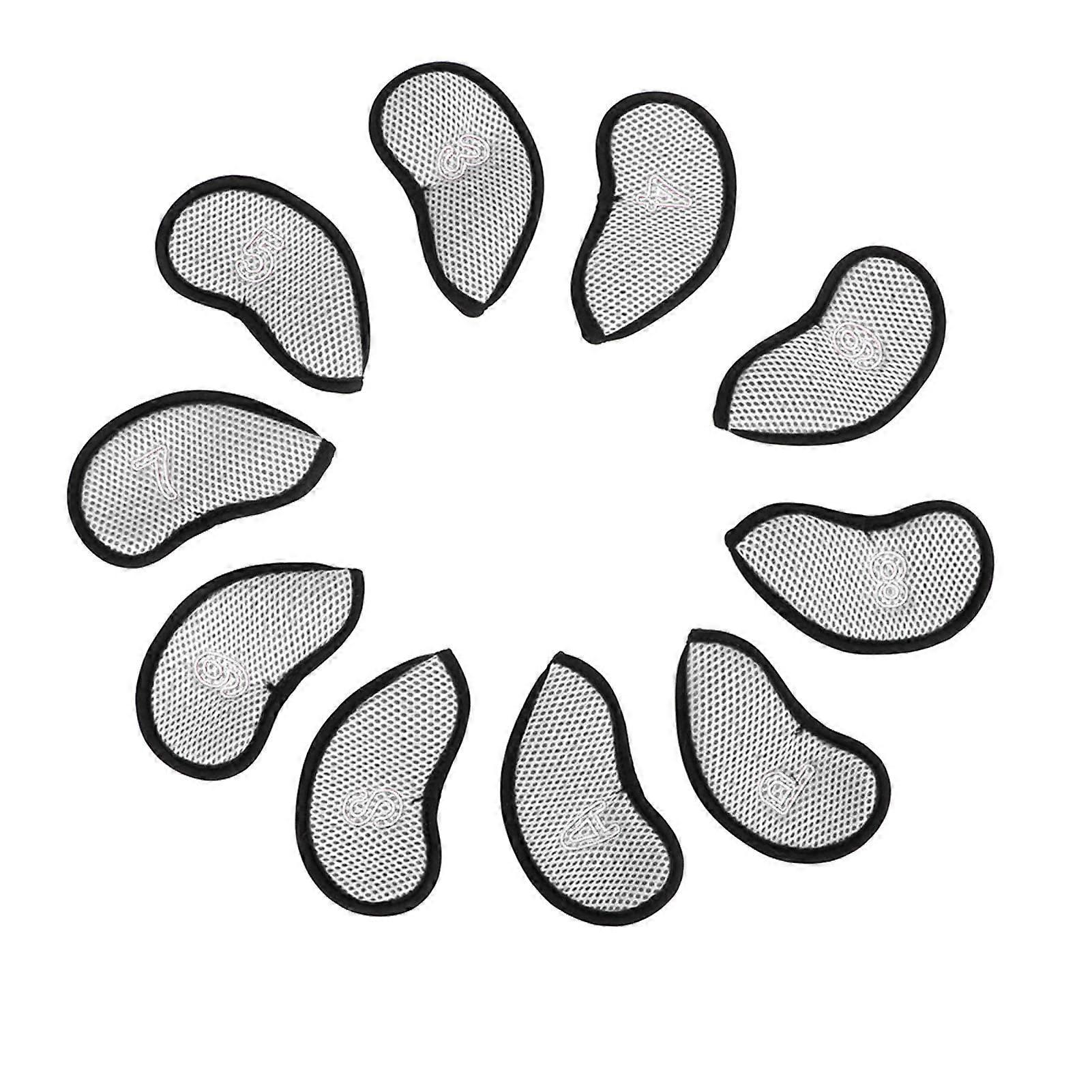 مجموعة أغطية حديد الجولف 10 قطع مع أرقام غطاء رأس جولف مقاوم للماء غطاء واقي لممارسة المحكمة رمادي فاتح