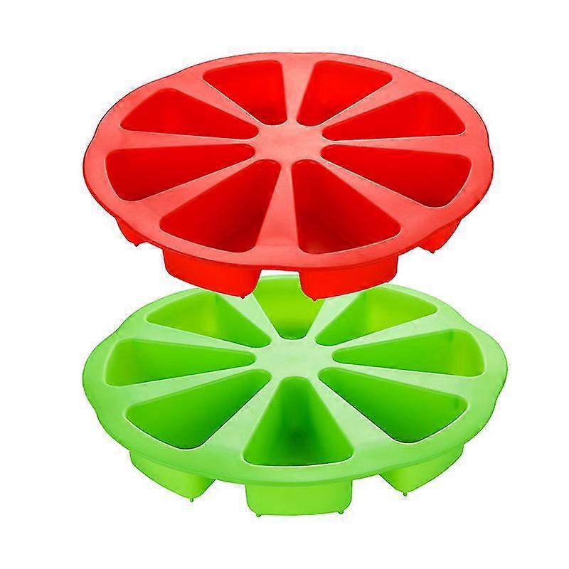 Moule à gâteau à cavité triangulaire ronde, moule à gâteau en silicone, moule à gâteau triangle, moule à gâteau à portion individuelle (2pcs, vert + rouge)