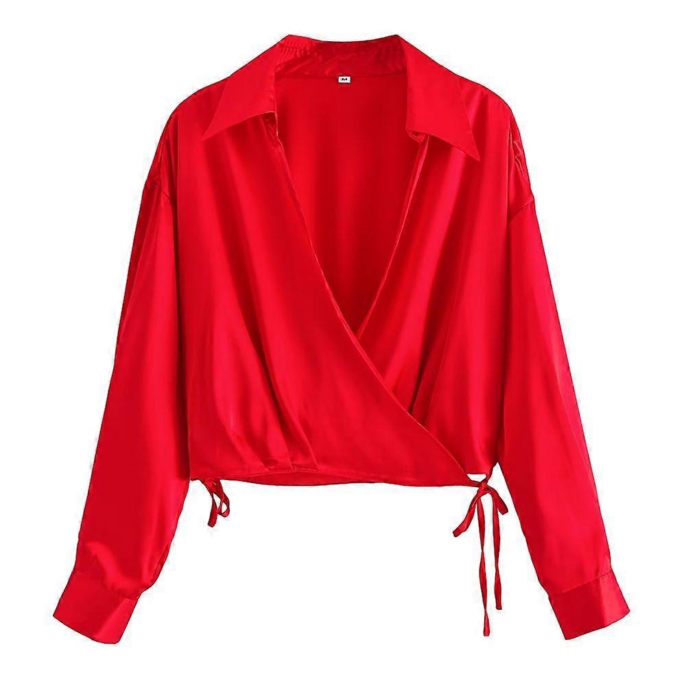 Donna manica lunga raso seta rossa