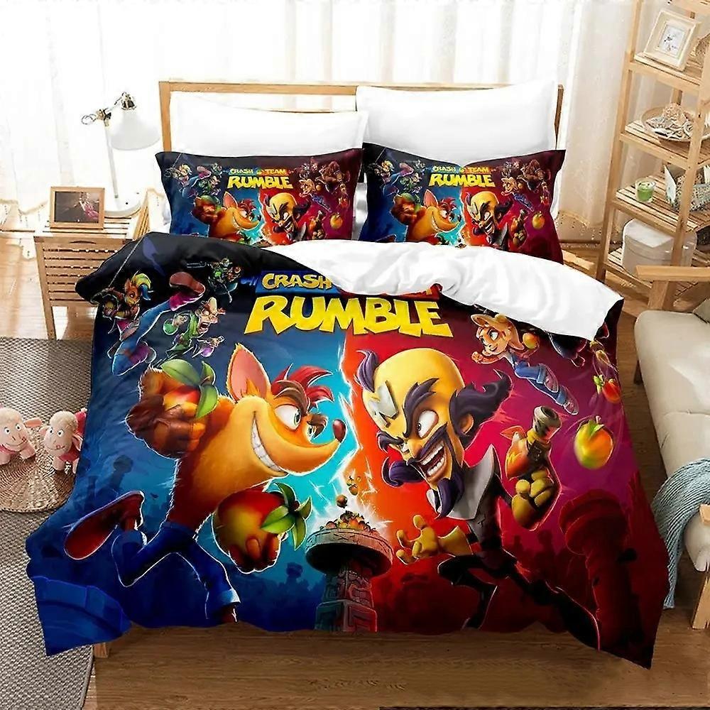a1600 Povlečení Crash BandicootSada povlečení Chlapci Dívky Povlak na přikrývku Povlak na polštář Kluci Dospělý3dílná sada povlečení (1 povlak na přikrývku + 2 polštáře) B