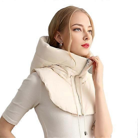 Fake Collar Hood Drawstring Zipper Placket Puffer FALSE Collar Solid Color Down Cotton Filled