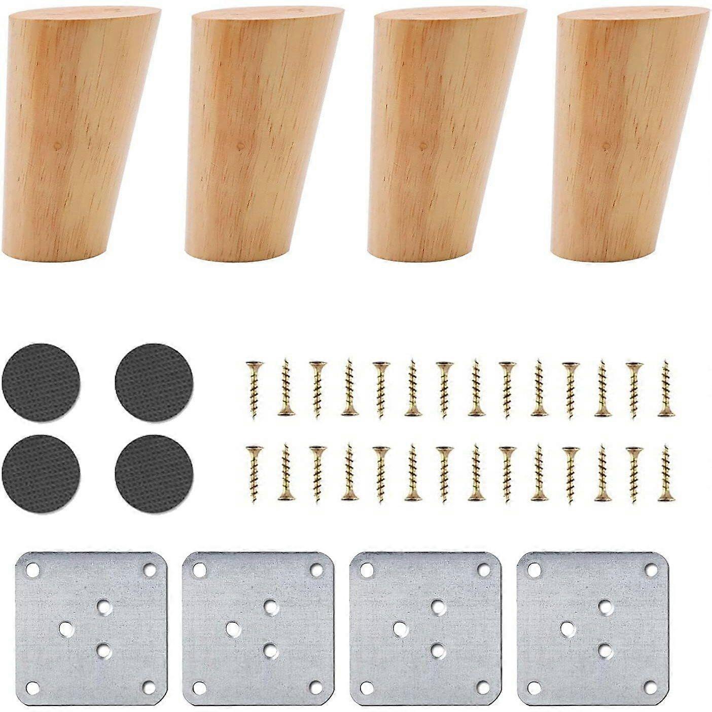 Set 4 picioare mobilier, KkvoGmle, Lemn, 8cm, Maro