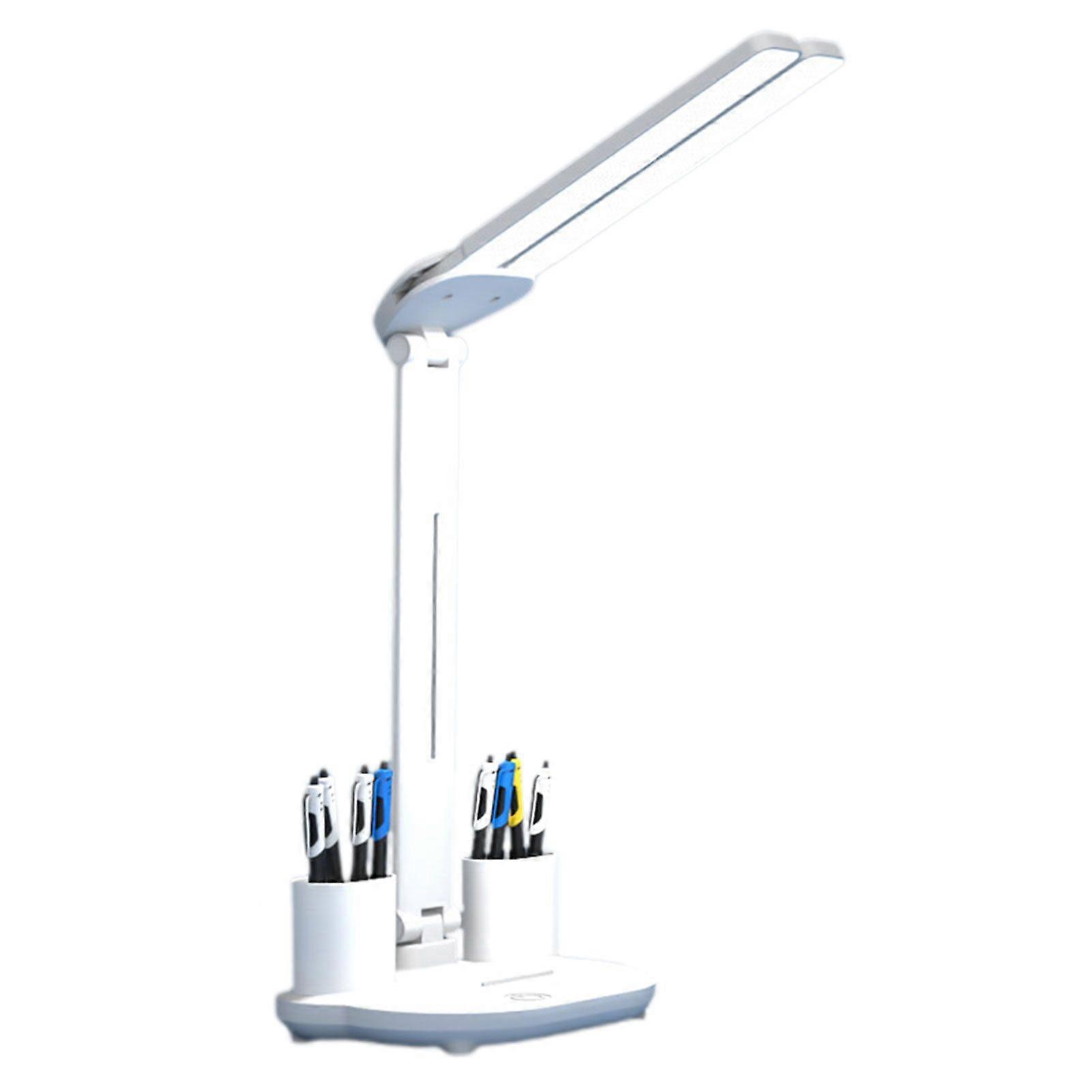 LED Desk Lamp with Pen Holder/Digital Clock Multipurpose Desktop Reading Lamp for Household Baby Room