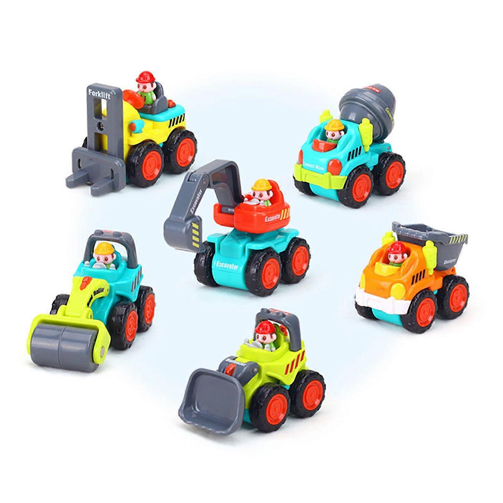 Conjunto de Brinquedos de Carro de Veículos de Construção Robusta de 6 Peças com Bordas ArredondadasBasicToy Playsets