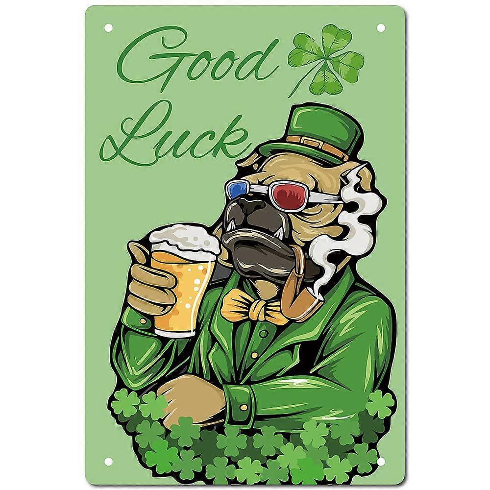 1pc Tinplate Sign Poster Vertical for Home Wall Decoration Rectangle Clover Pattern 300x200x2.2mm