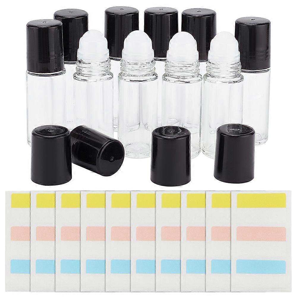 Transparent Glass Roller Ball Bottles Refillable Bottle with Plastic Cover PET Memo Pads Mixed Color 3.15x10cm 10 sets
