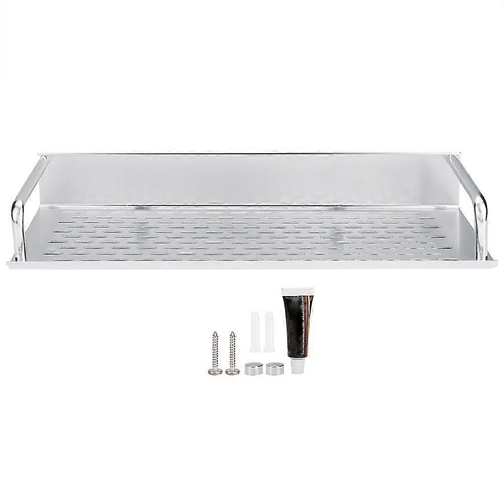 No Drilling Wall Mounted Corner Bathroom Holder Storage Shelf Rack 30cm(Silver)