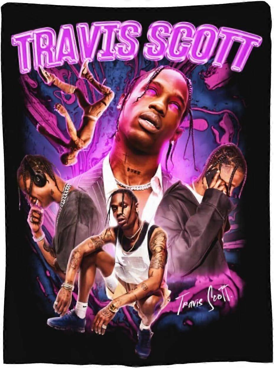 travis scott musik ultrablød mikro fleece flannel tæppe letvægts hyggelig varm kaste tæpper til udendørs rejser sort efterår vinter ma-504
