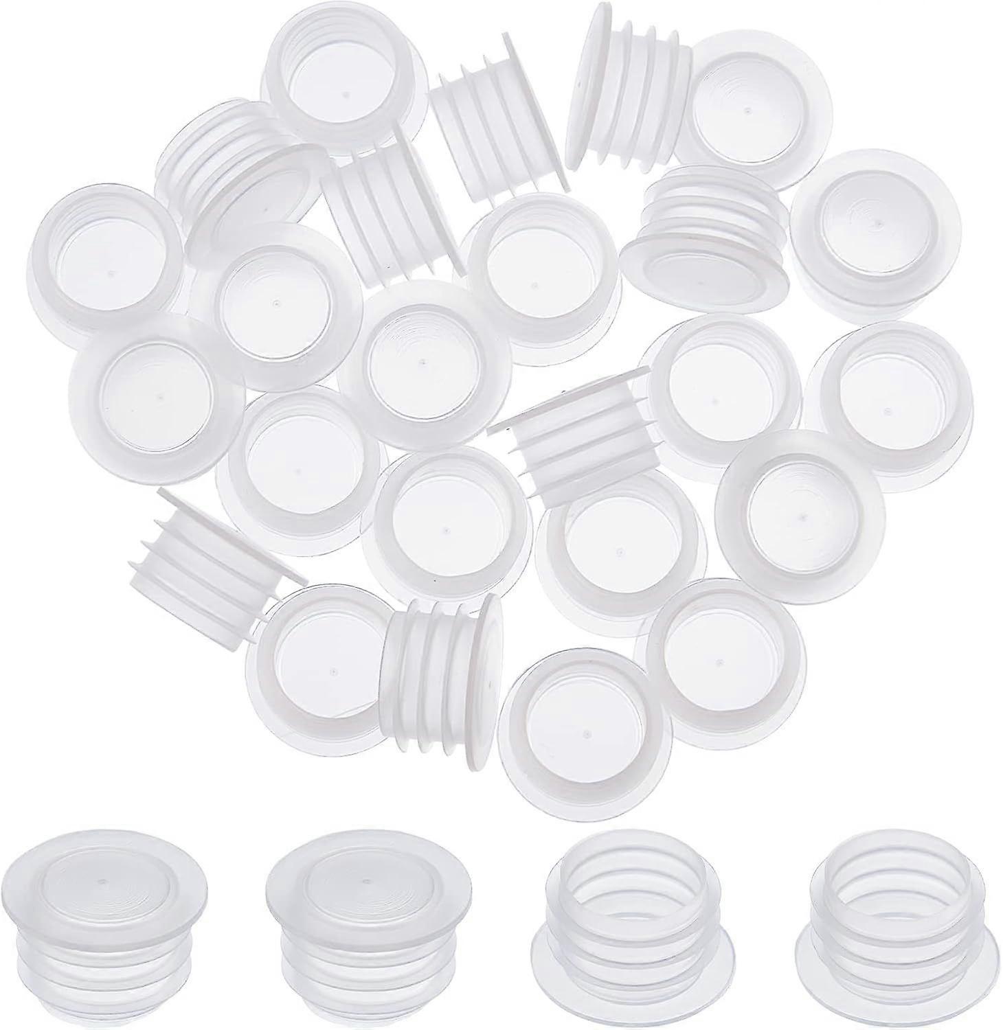 25PCS Salt and Pepper Shaker Stoppers Plastic Salt Shaker Plug Stopper 1/2 Inch Replacement Plug Bottle Caps Reusable Clear Round End Cap for Bottles 