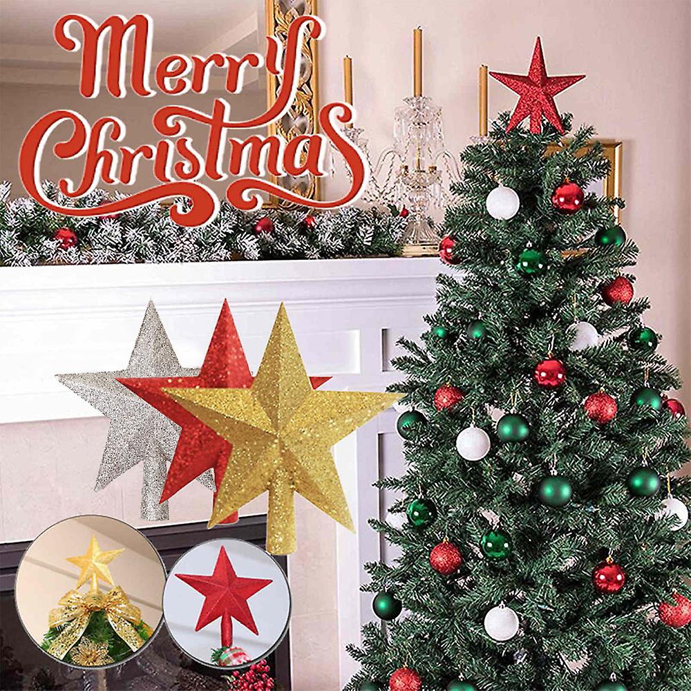 15/20cm Christmas Decorations Five-pointed Star Christmas Tree Top Decoration