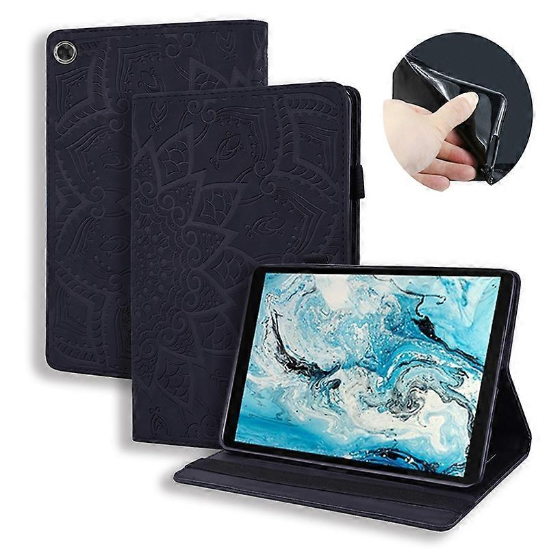 Calf Pattern Double Folding Design Embossed Leather Case with Holder & Card Slots & Pen Slot & Elastic Band For Lenovo Tab M8 TB-8505F 8505X 8.0