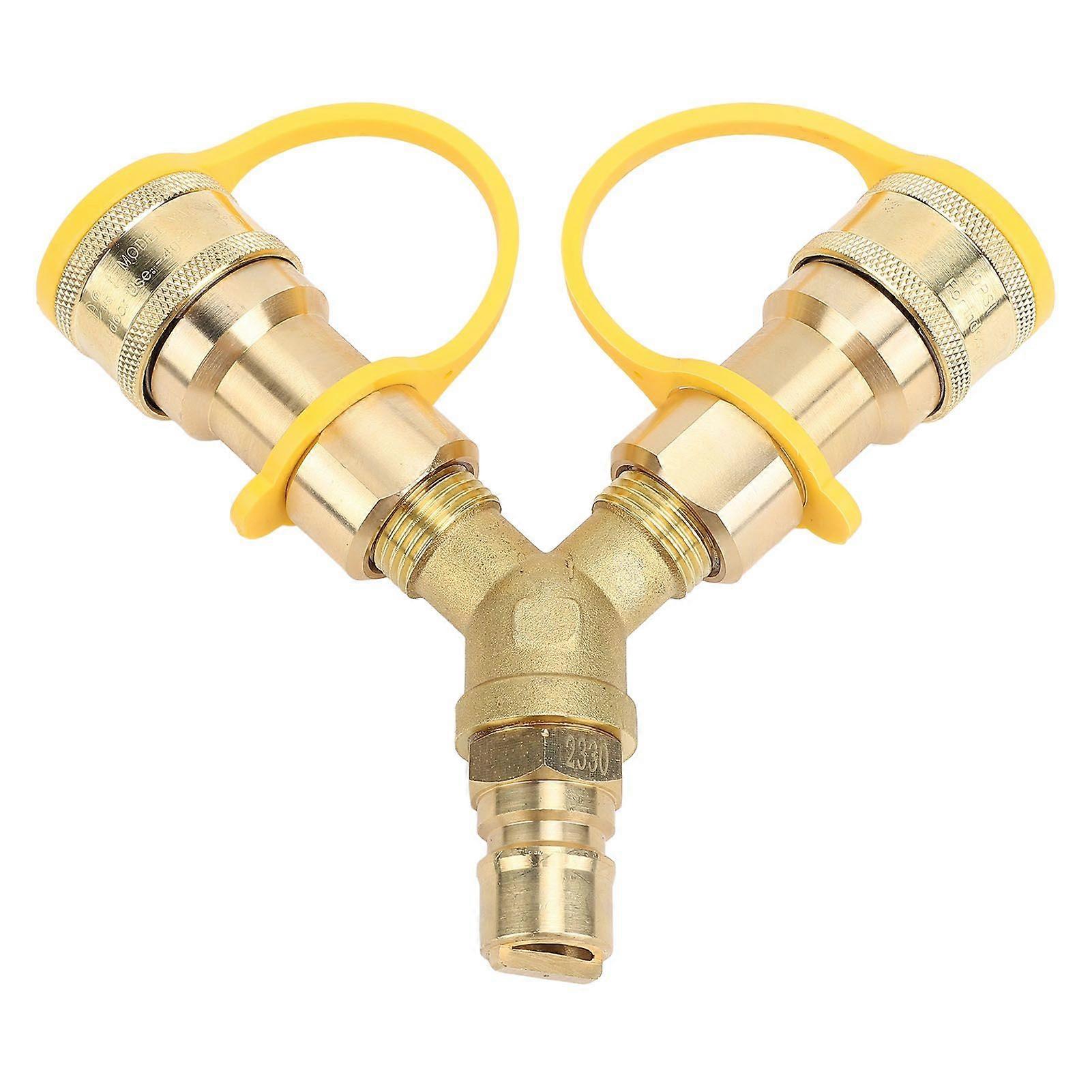 RV Quick Connect Y Splitter Adapter 1/2in Enhanced Efficiency Heat Resistant Copper 2 Way Quick Connect Hose Adapter for Trailer Motorhome MK110