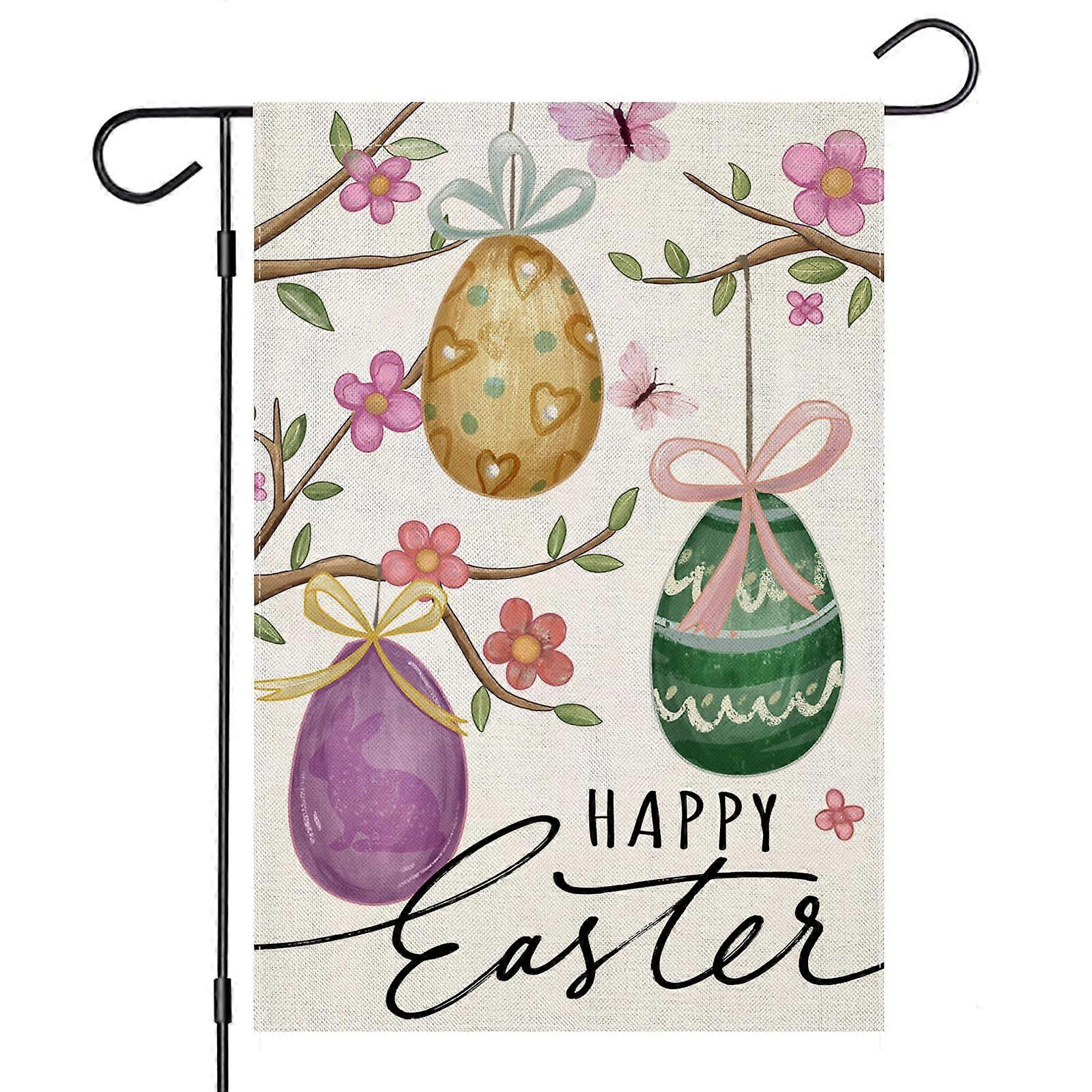 12x18 Inch Double-Sided Watercolor Garden Flags for Easter Yard Decor 12x18
