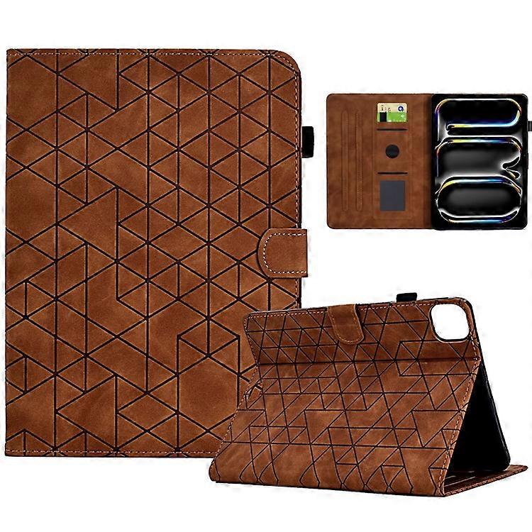 A6 Compatible For iPad Pro 11 (2024) Case Card Slots Stand Rhombus Auto Wake / Sleep Leather Tablet Cover