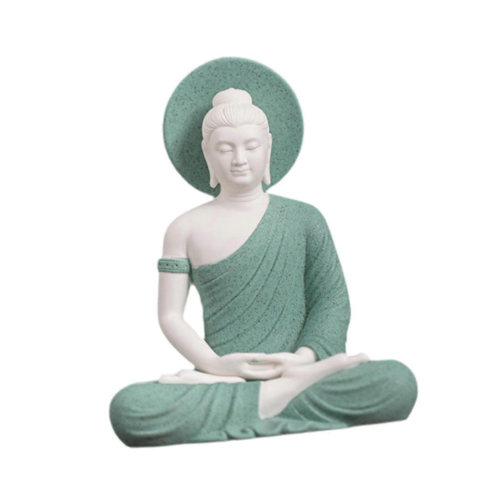 Buddha Statue Collectible Crafts Home Decor Ornament for Shop Bedroom Office Green