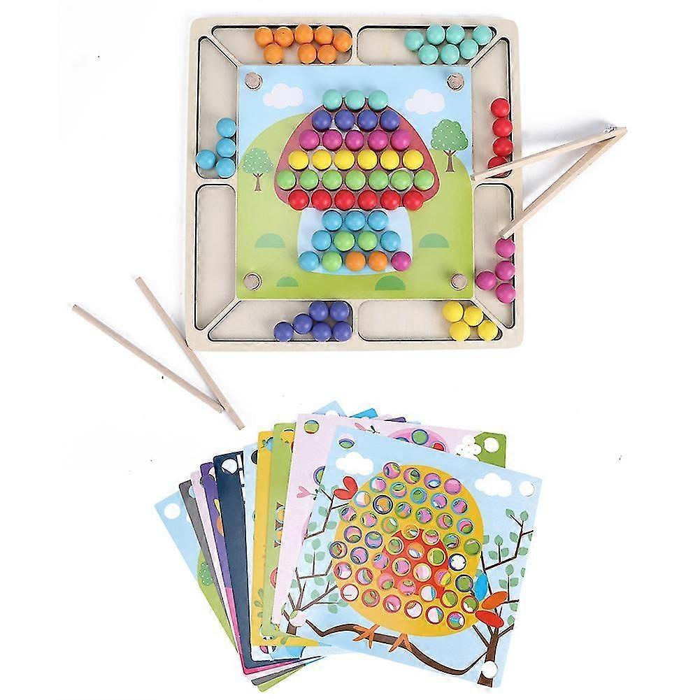 木製クリップビーズゲームボードカラーペアリングおもちゃ子供子供教育訓練玩具