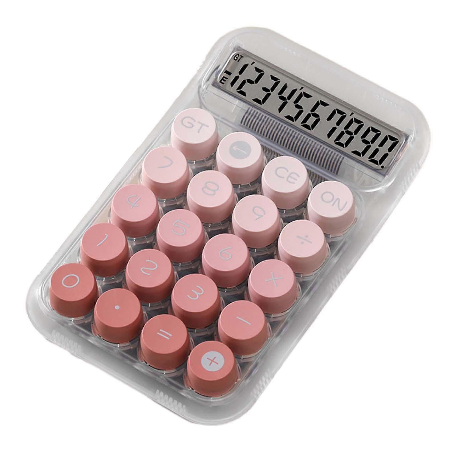 Calculator,Transparent with Mechanical Buttons with LCD Display 10 Digit Desktop